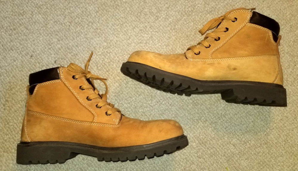 Womens Boots-TIMBERLAND-brown leather 6" Lace Up '61652' hiking work-9.5 M